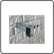Metal bracket attached to a textured white wall