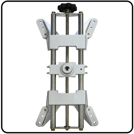 Mechanical component with metal rods and joints on a white background
