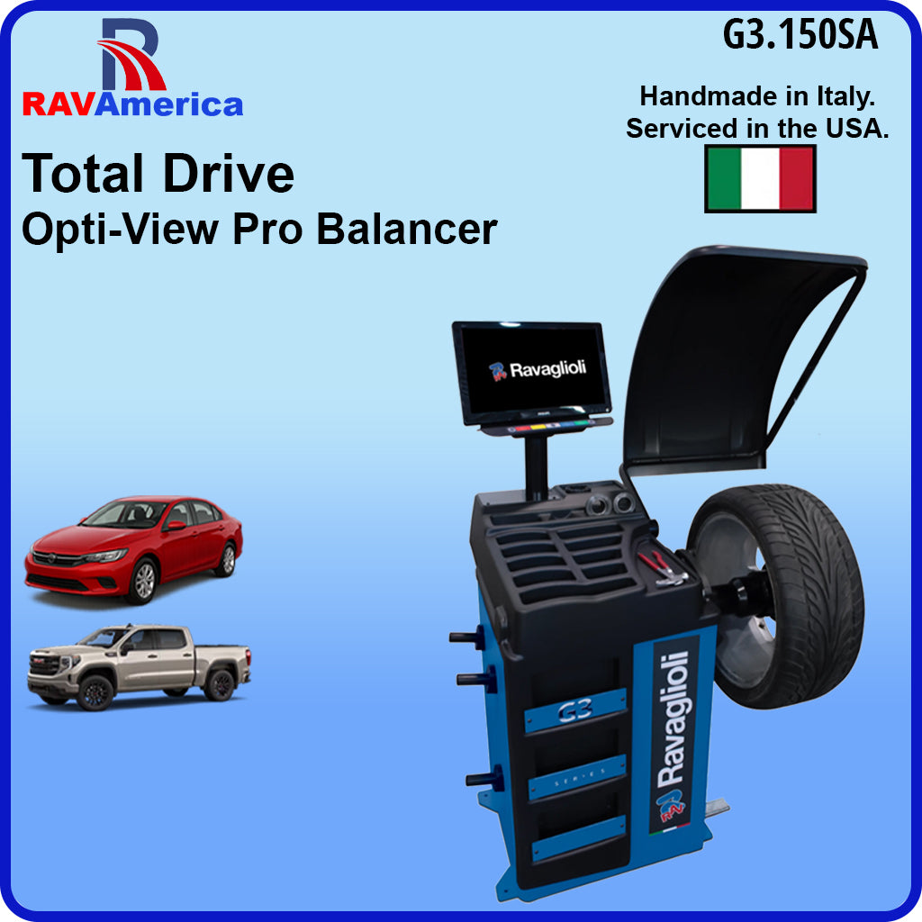 Ravaglioni Total Drive Opti-View Pro Balancer with RavAmerica branding on a blue background