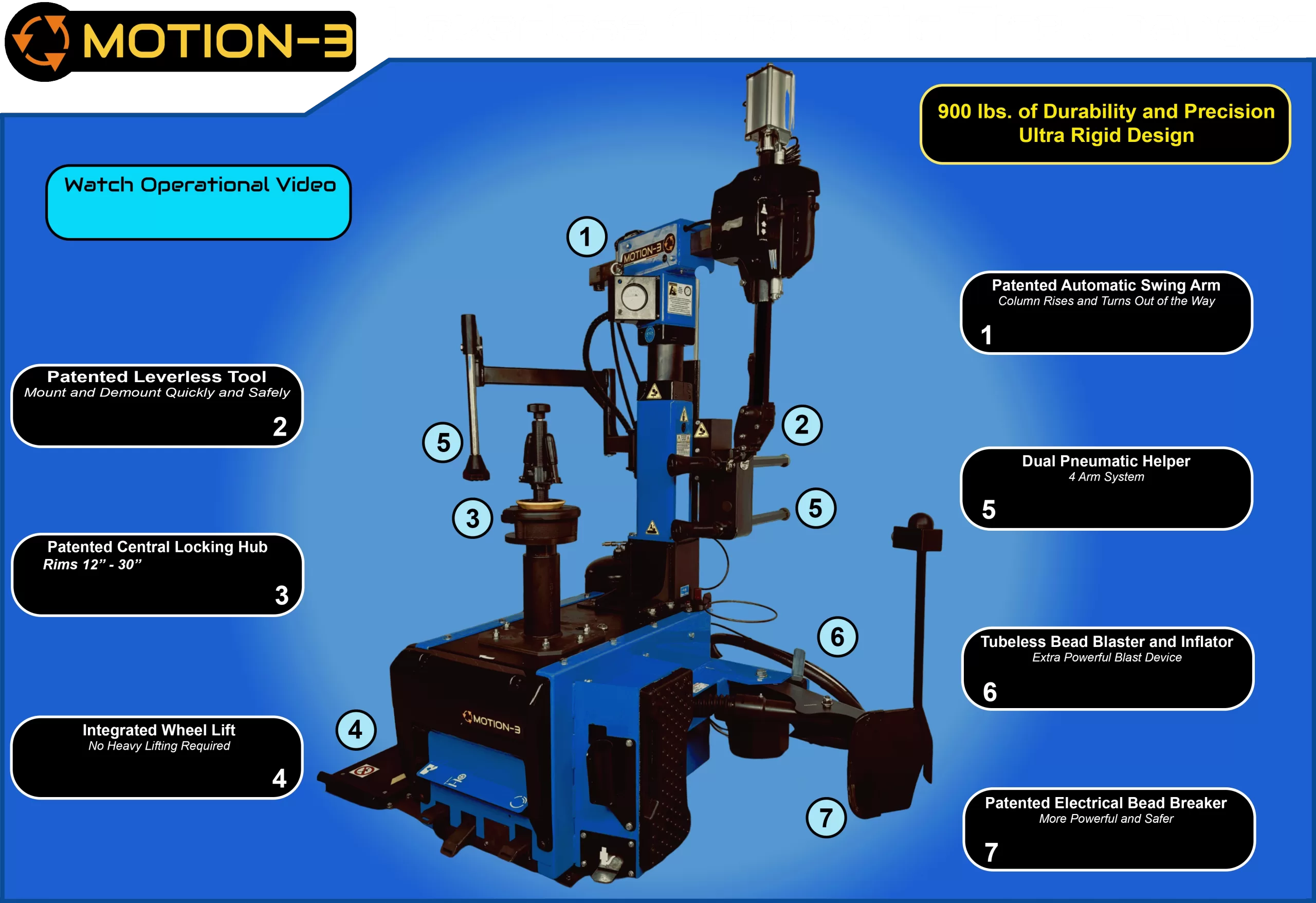 Motion 3 Leverless Automatic Tire Changers